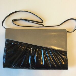 Nina Genuine Leather Upper Black & Tan Shoulder or Clutch Handbag